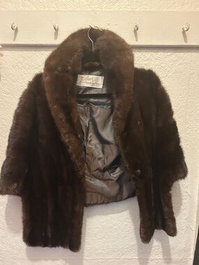 Classic Women's Short Brown Mink Fur Jacket by Feather